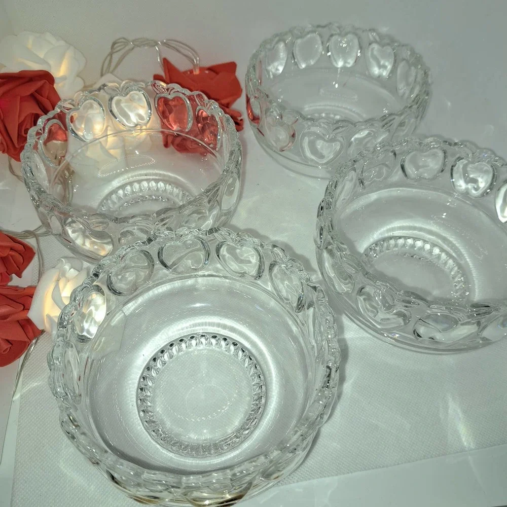 Tiffany & Co SET OF 4 Apple Motif - Scalloped Edge HEAVY crystal Beauties!